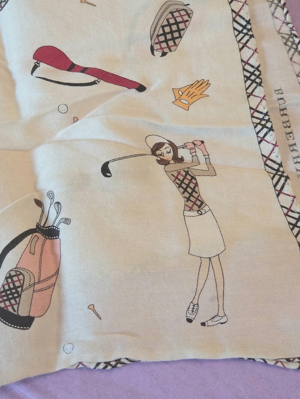 Burberry Golf Print Handkerchief 19" Hanky Lady Golfer Bandana Pocket Square - Picture 10 of 14